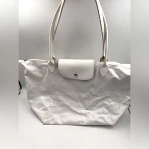 Longchamp White Shoulder Tote Bag